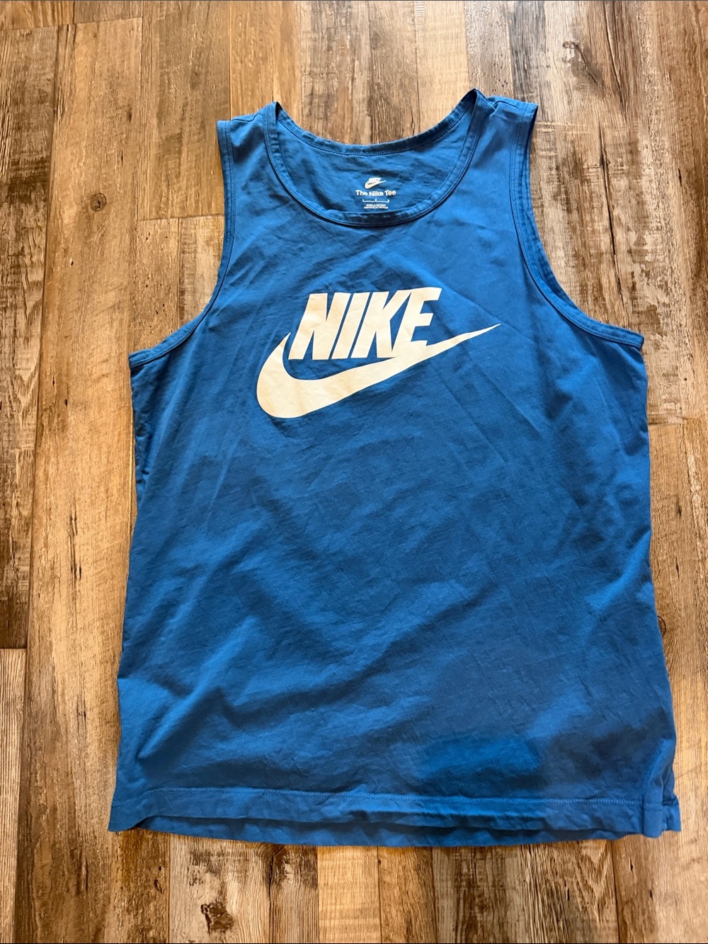 Nike Mens Bright Blue Tank Top with White Swoosh Sz large